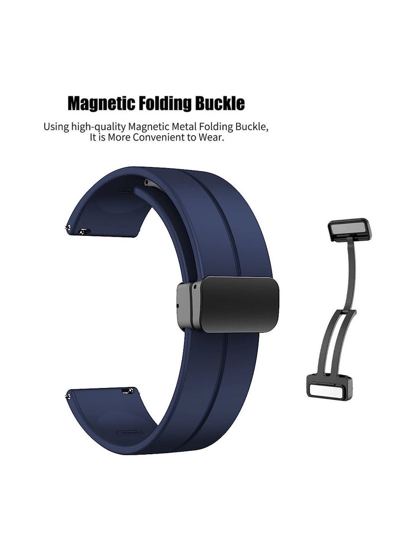 22mm Silicone Strap With Magnetic Folding Buckle For GT2 46 - GT3 46 - GT2 Pro - GT2E - Blue - Image 2