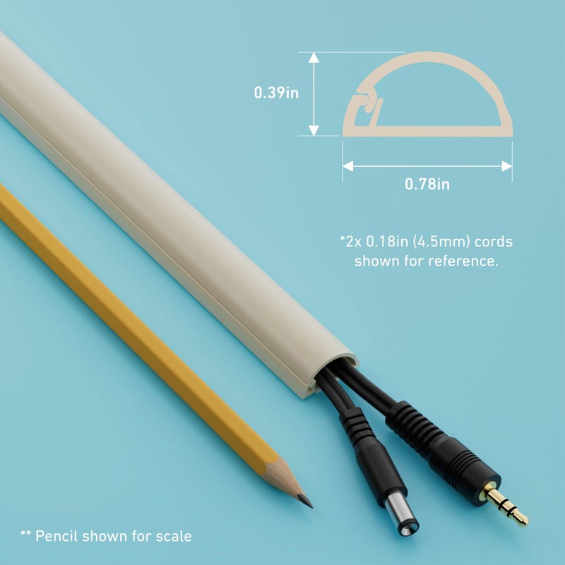 D-Line 13.12ft Cord Hider Kit, Patented Cable Cover, Hide Wires on Wall, Channel for TV Mount Cords, Raceway Wire Hiders, Paintable, Adhesive, Half Round, 4X 0.78in W x 0.39in H x 39in Lengths, Beige - Image 4