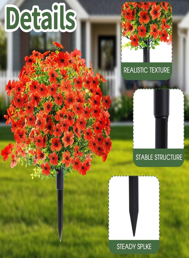 Hotop 2 Pack 22" Artificial Boxwood Ball Topiary Flower Trees with Ground Spike, UV Resistant Weatherproof Faux Floral Shrubs for Outdoor Garden Patio Porch Indoor Home Decor(Orange) - Image 3