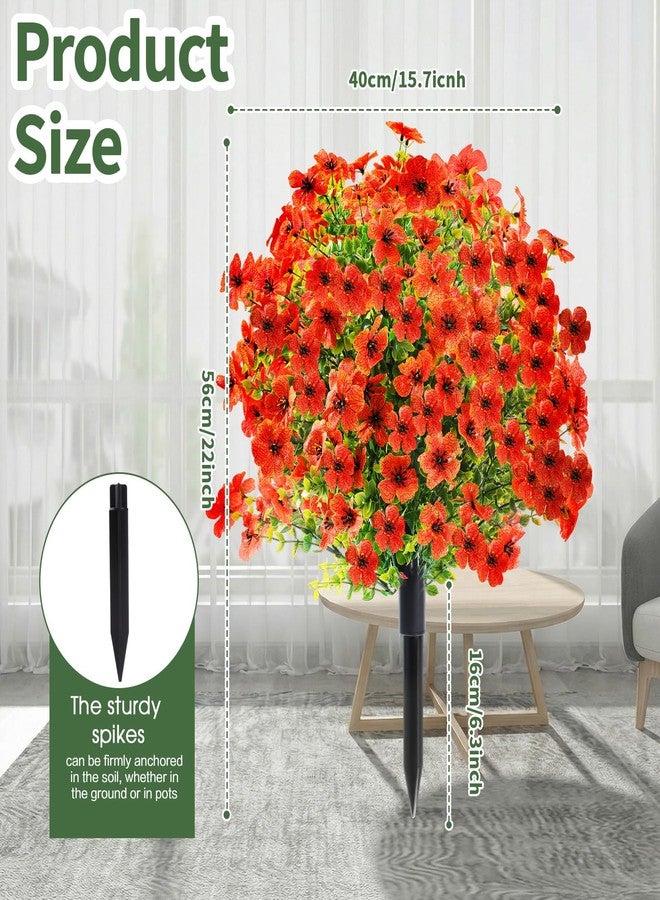 Hotop 2 Pack 22" Artificial Boxwood Ball Topiary Flower Trees with Ground Spike, UV Resistant Weatherproof Faux Floral Shrubs for Outdoor Garden Patio Porch Indoor Home Decor(Orange) - Image 2