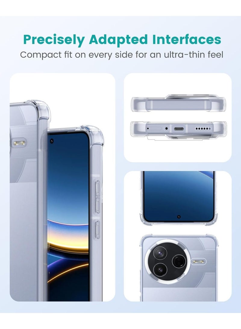 Case for Xiaomi Poco F7 Pro Clear Cover Case Soft Flexible Transparet Silicone TPU Shockproof Protective Reinforced Bumper Edges Full Camera Protection for Poco F7 Pro - Image 2