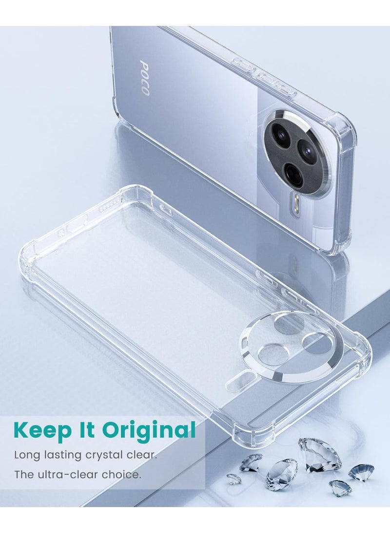 Case for Xiaomi Poco F7 Pro Clear Cover Case Soft Flexible Transparet Silicone TPU Shockproof Protective Reinforced Bumper Edges Full Camera Protection for Poco F7 Pro - Image 3
