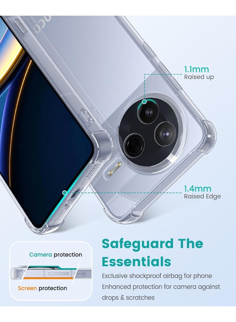 Case for Xiaomi Poco F7 Pro Clear Cover Case Soft Flexible Transparet Silicone TPU Shockproof Protective Reinforced Bumper Edges Full Camera Protection for Poco F7 Pro - Image 5