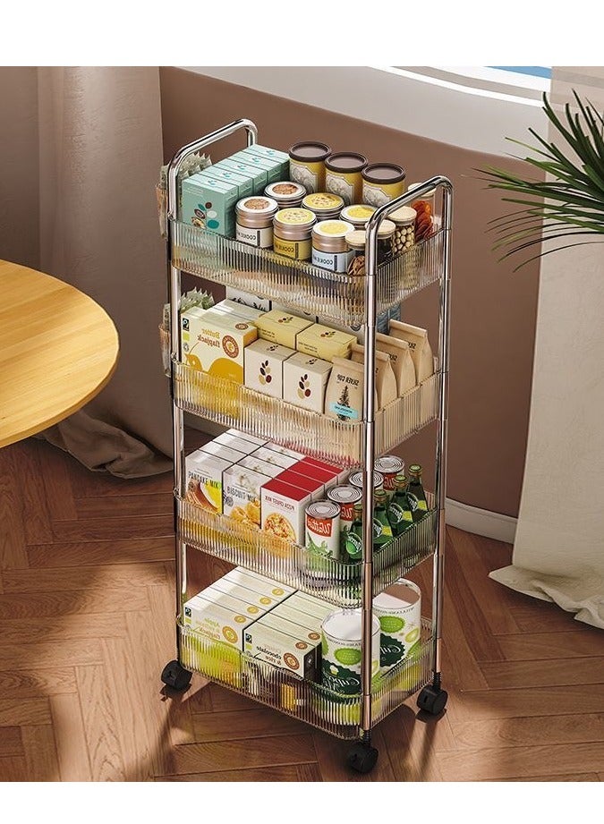 منظم عربات أكريليك متعدد الأغراض ذو 4 طبقات رف متحرك متعدد الأغراض لون شفاف 91 × 32 × 21 سم منظم عربات متعدد الأغراض - Image 1