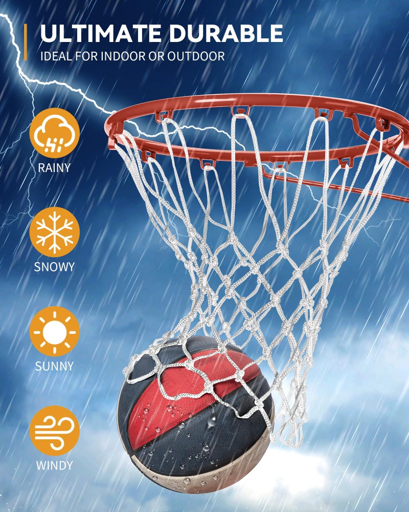 DDVLG Basketball Net Replacement Outdoor Heavy Duty, Professional On-Court Quality [7.16oz], Unique Basketball Nets Heavy Duty Outdoor Fits for Standard Hoop, All Weather Anti Whip -12 Loops, White - Image 2
