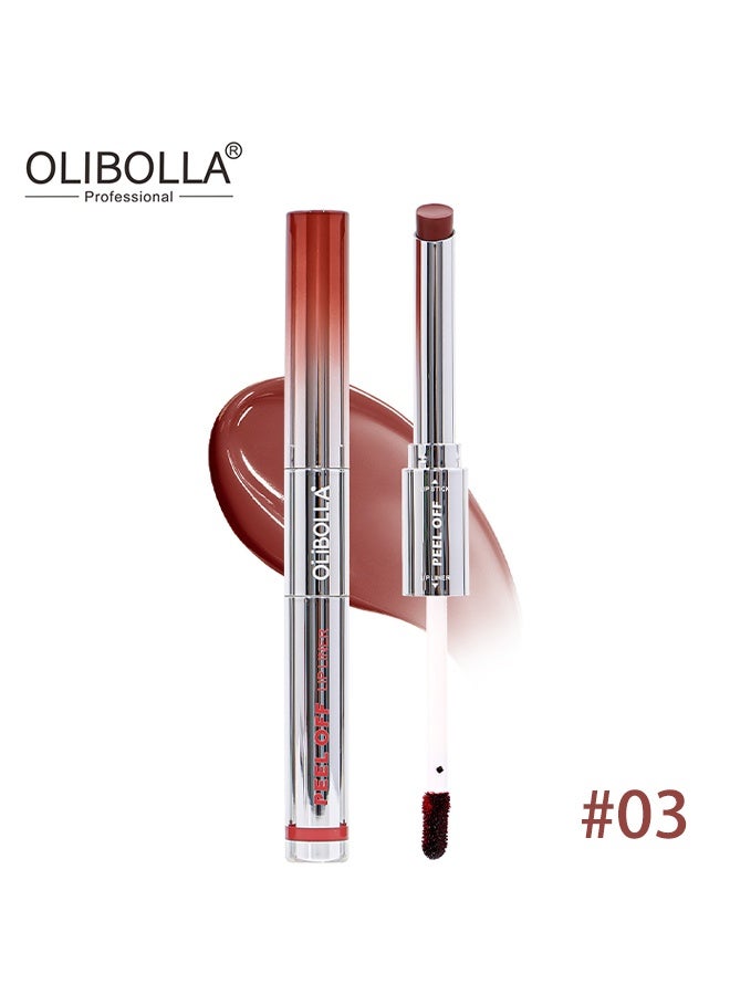 OLIBOLLA Peel Off Lip Liner & Lip Stain, 2‑in‑1 Deep Warm Brown Peelable Lip Liner Pencil with Glossy Lip Tint, Long Lasting Transfer‑Proof Lip Makeup, Waterproof Lip Contour Pen 03 - Image 2