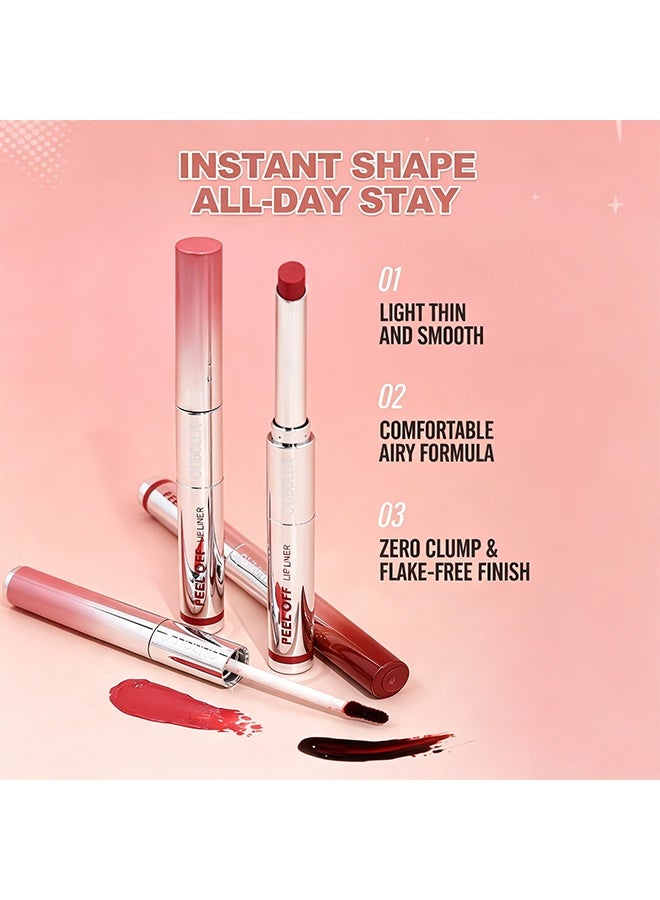 OLIBOLLA Peel Off Lip Liner & Lip Stain, 2‑in‑1 Deep Warm Brown Peelable Lip Liner Pencil with Glossy Lip Tint, Long Lasting Transfer‑Proof Lip Makeup, Waterproof Lip Contour Pen 03 - Image 4