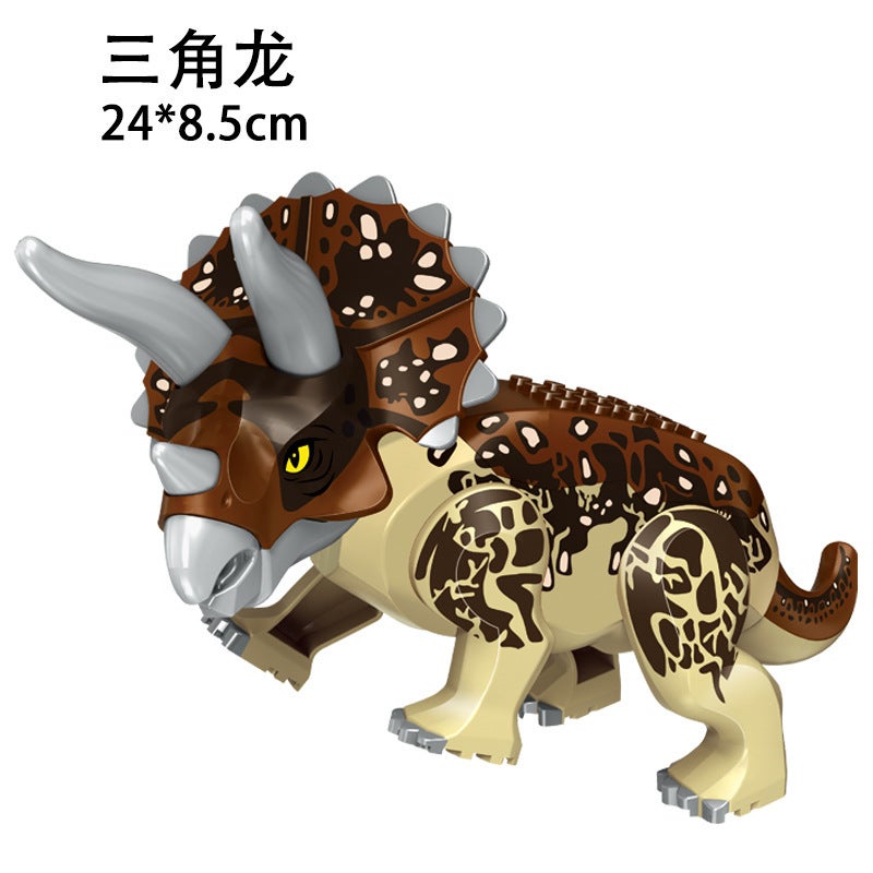 Large Dinosaur Model Blocks Triceratops Wide Eared Pterosaur Food Beef Tyrannosaurus Rex Raptor Assembled Toy - Image 5