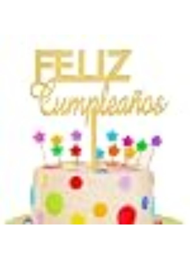 IEBQ Cake Topper Feliz Cumpleaos Gold Acrylic Happy Birthday Cake Toppers Golden Birthday Party Kid Cake Decorations Party Supplies for Woman Men - Image 2
