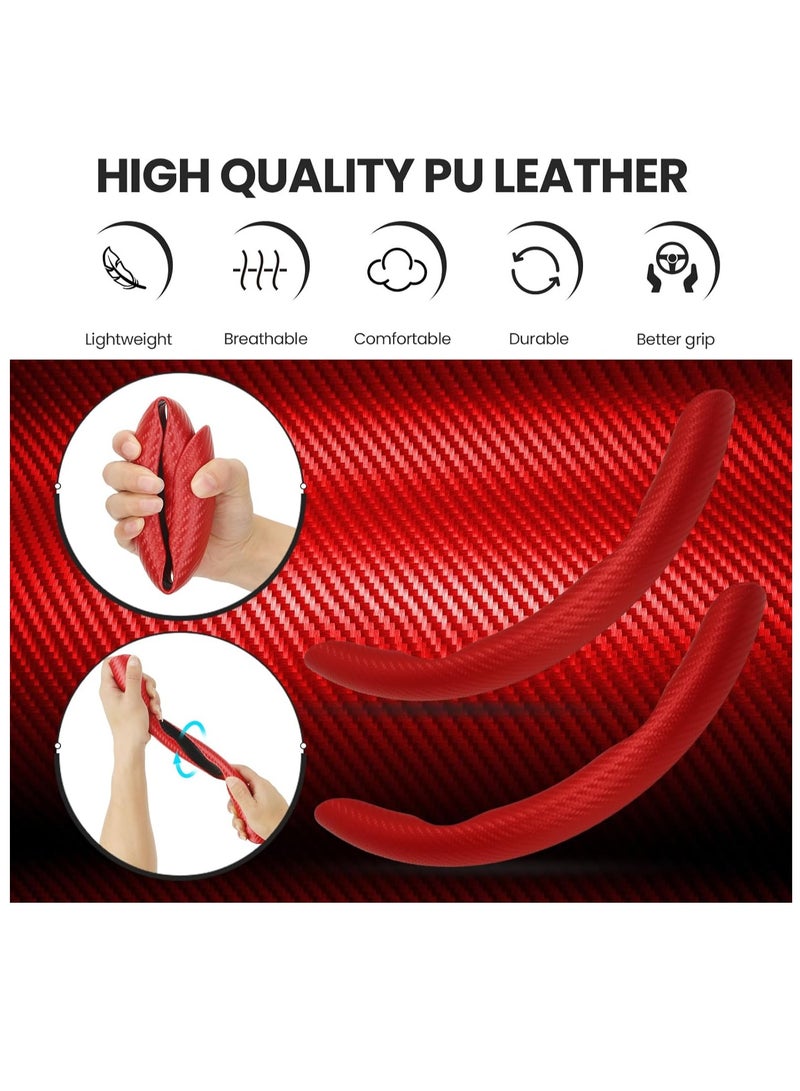 GUDOO Universal Car Carbon Fiber Steering Wheel Cover Anti-Skid Butterfly Steering Wheel Cover Non-Slip Segmented Steering Wheel Protector Fit for 99% Cars Car Interior Accessories - Image 3