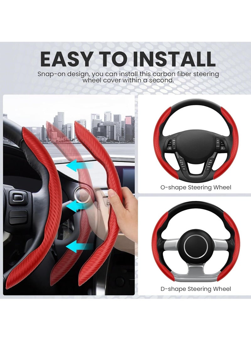 GUDOO Universal Car Carbon Fiber Steering Wheel Cover Anti-Skid Butterfly Steering Wheel Cover Non-Slip Segmented Steering Wheel Protector Fit for 99% Cars Car Interior Accessories - Image 4