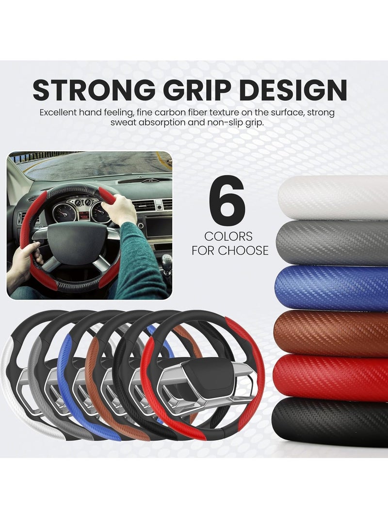 GUDOO Universal Car Carbon Fiber Steering Wheel Cover Anti-Skid Butterfly Steering Wheel Cover Non-Slip Segmented Steering Wheel Protector Fit for 99% Cars Car Interior Accessories - Image 5