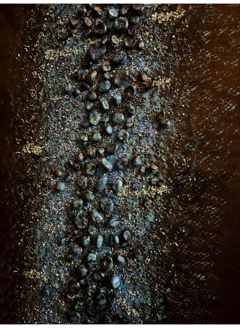 Textured Pebble Art – Handmade Abstract Wall Painting with Glitter on Canvas - Image 5