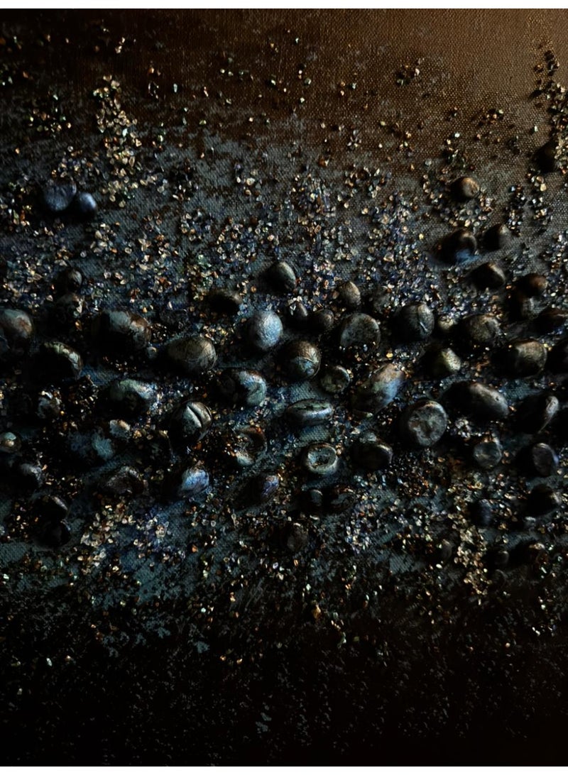 Textured Pebble Art – Handmade Abstract Wall Painting with Glitter on Canvas - Image 4