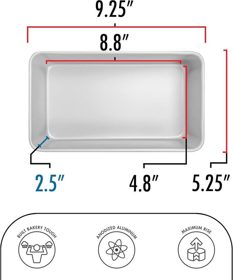 Fat Daddio's Anodized Aluminum Loaf Pan - 22.8 cm x 12.7 cm x 6.3 cm - Image 2