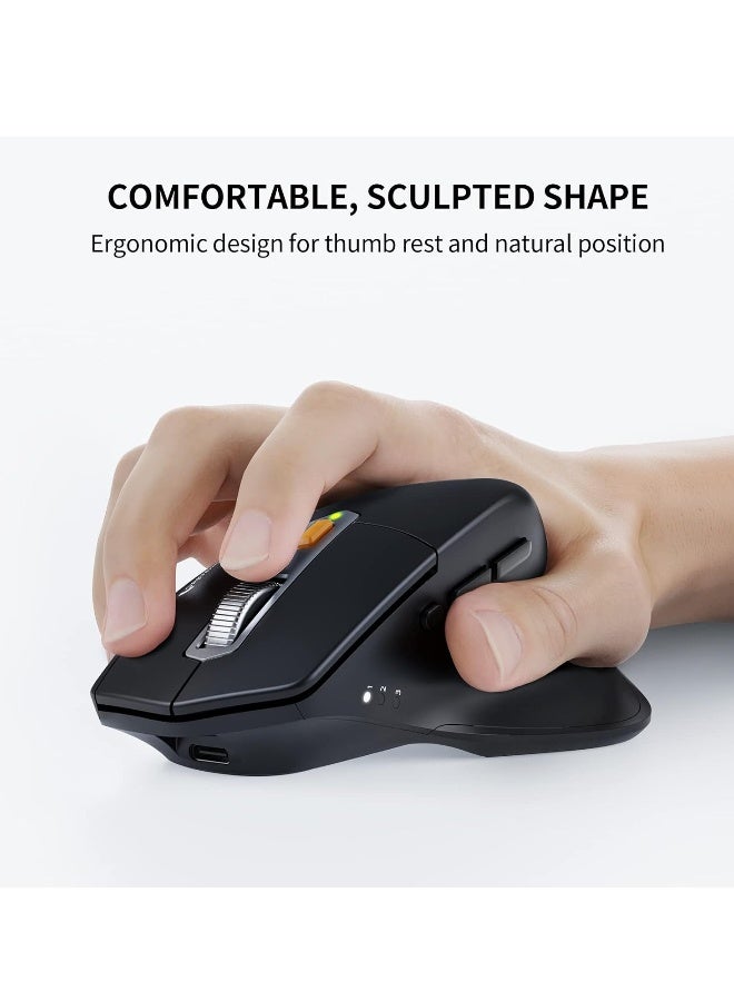 Ergonomic Wireless Keyboard Mouse, EKM01 Ergo Bluetooth Keyboard and Mouse Combo, Split Design, Palm Rest, Multi-Device, Rechargeable, Windows/Mac/Android (Space Gray)  - Image 4