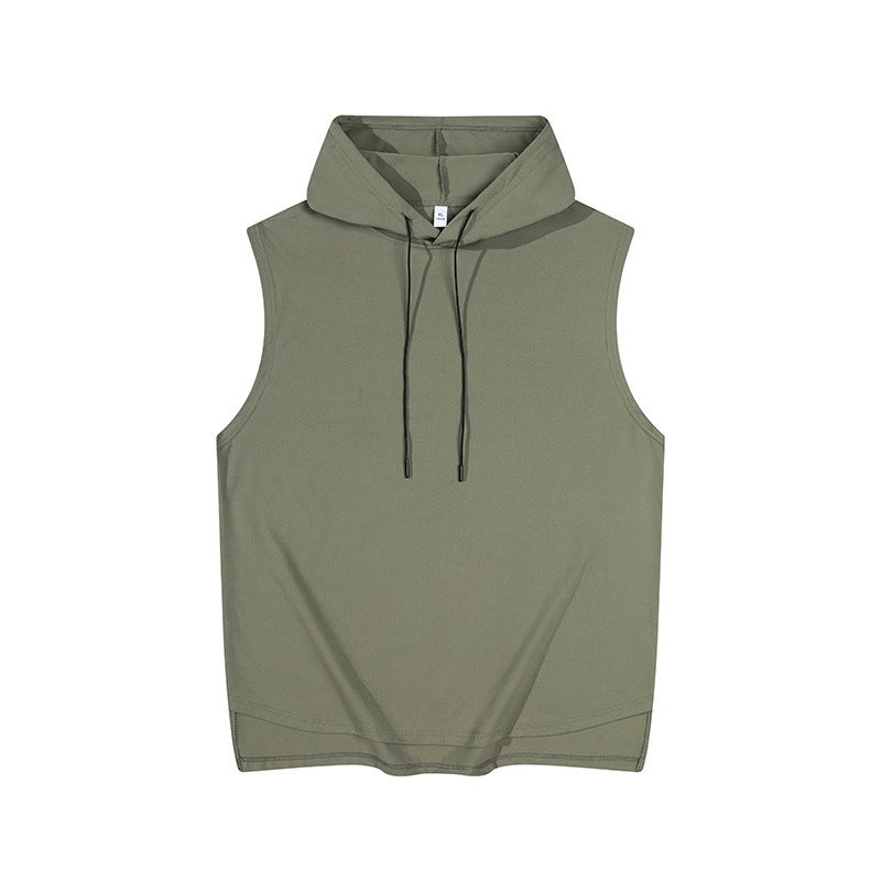 Hooded T-Shirt Men'S Short-Sleeved Solid Color Sports Summer Sports Trendy Ins Hooded Hip-Hop Half-Sleeved T-Shirt Trendy Brand Men'S Wear - Image 1