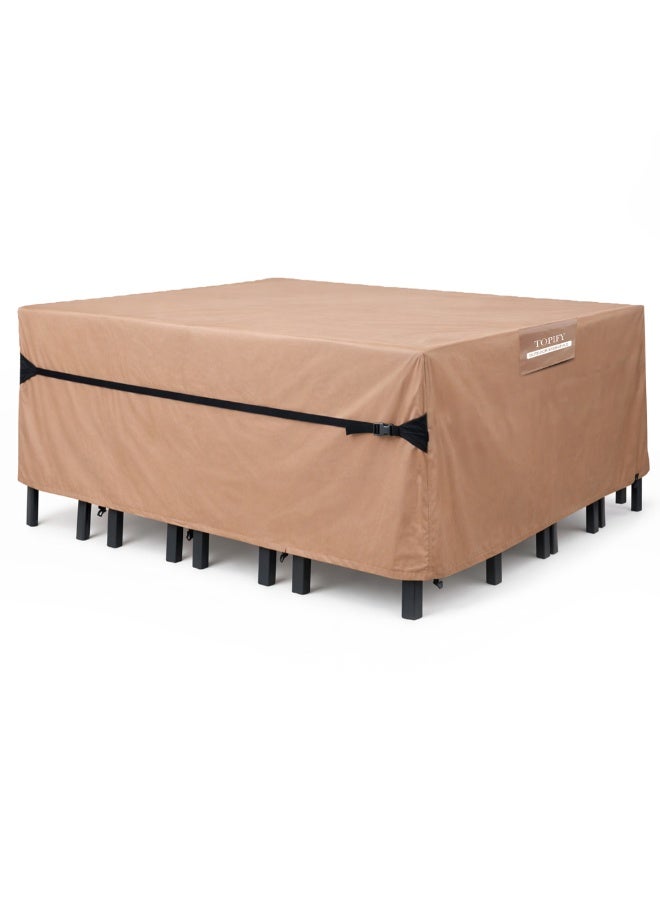 TOPIFY 420D Waterproof Outdoor Furniture Cover Set, Premium Quality Garden Patio Furniture Covers Dust Proof Anti-UV Heavy Duty PVC Coated Durable Sofa Table & Chair Cover 250x250x90cm - Image 1