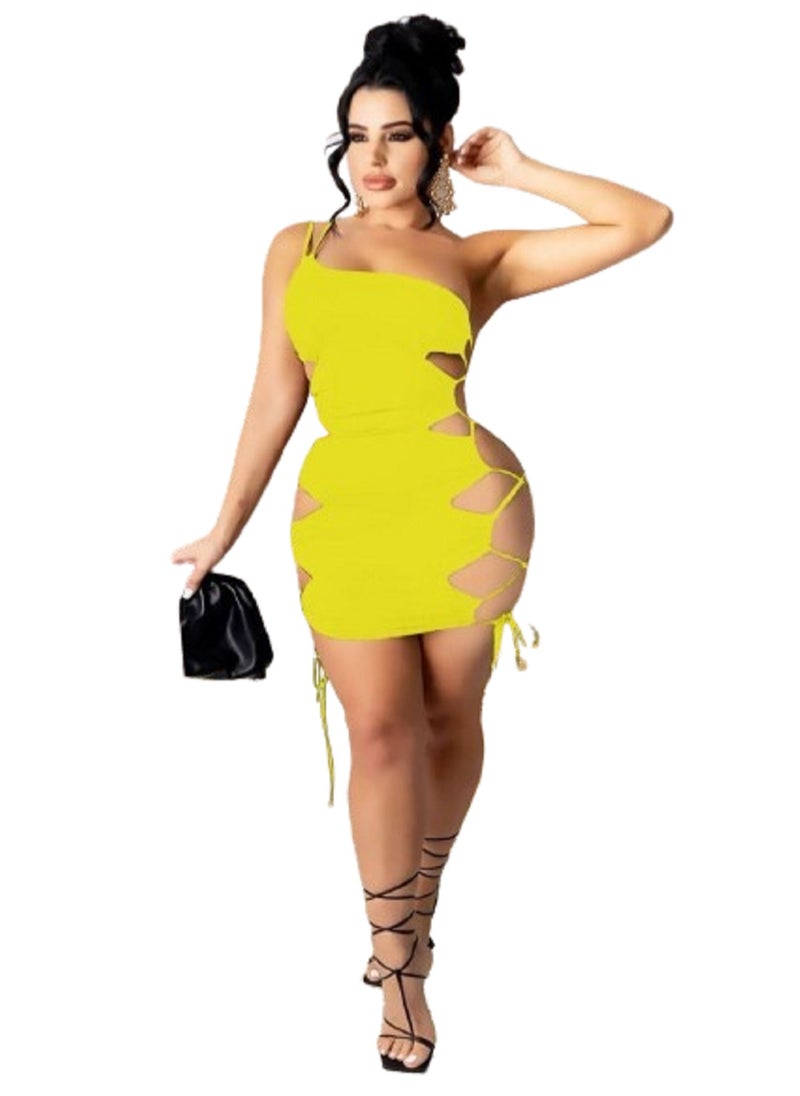 MANIKAN MANIKAN Women's Short Lingerie with One Shoulder Side Openings and Adjustable Tiesna 