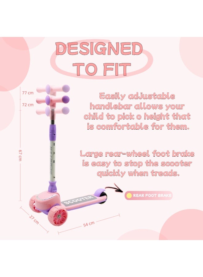 EASY FUTURE LED PU Wheels & Rear Brake & Music Kids Scooter with Foldable & Height Adjustable Handle, Kick Scooter for 3 to 8 Years, Including Protective Gear Set - Image 3