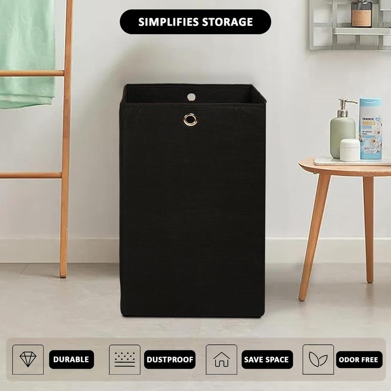Kuber Industries Kuber Industries 80L Foldable Laundry Basket for Clothes with Holding Rings | Cloth Storage Box for Washing | Kids Toys & Unwashed Dirty Dress Bins Bucket for Storage | Plain Black  - Image 4