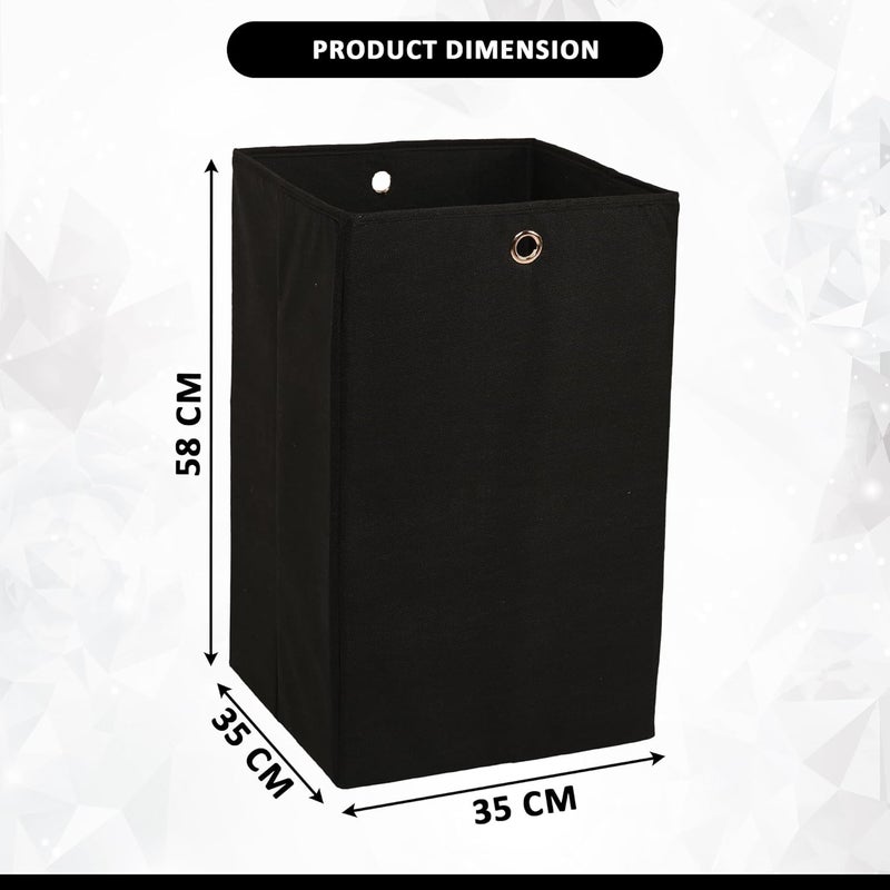 Kuber Industries Kuber Industries 80L Foldable Laundry Basket for Clothes with Holding Rings | Cloth Storage Box for Washing | Kids Toys & Unwashed Dirty Dress Bins Bucket for Storage | Plain Black  - Image 3