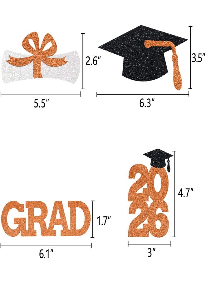Matt Time Orange Glitter Graduation Centerpiece Class of Table Signs Grad Sticks Diploma Cap Party Decoration Favors 16 Pieces - Image 2