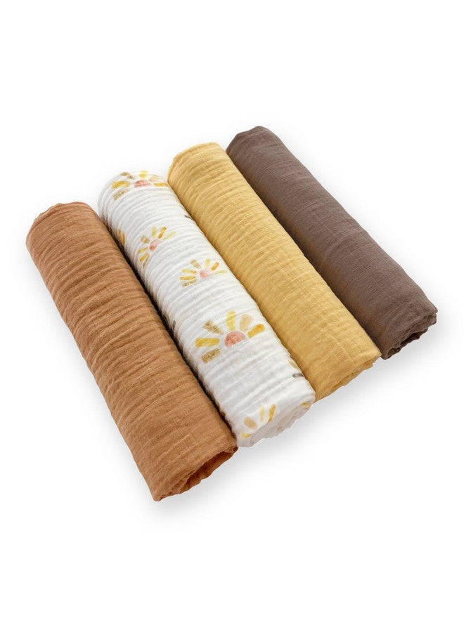 SwaddleDesigns Cotton Muslin Swaddle Blankets, Set of 4, Receiving Blanket for Newborn Babies, Baby Registry & Gift, 46x46 Inches, Watercolor Sunny Days - Image 2
