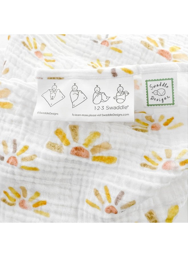 SwaddleDesigns Cotton Muslin Swaddle Blankets, Set of 4, Receiving Blanket for Newborn Babies, Baby Registry & Gift, 46x46 Inches, Watercolor Sunny Days - Image 3