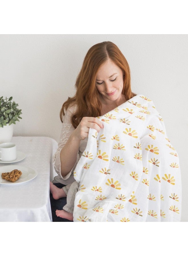 SwaddleDesigns Cotton Muslin Swaddle Blankets, Set of 4, Receiving Blanket for Newborn Babies, Baby Registry & Gift, 46x46 Inches, Watercolor Sunny Days - Image 4
