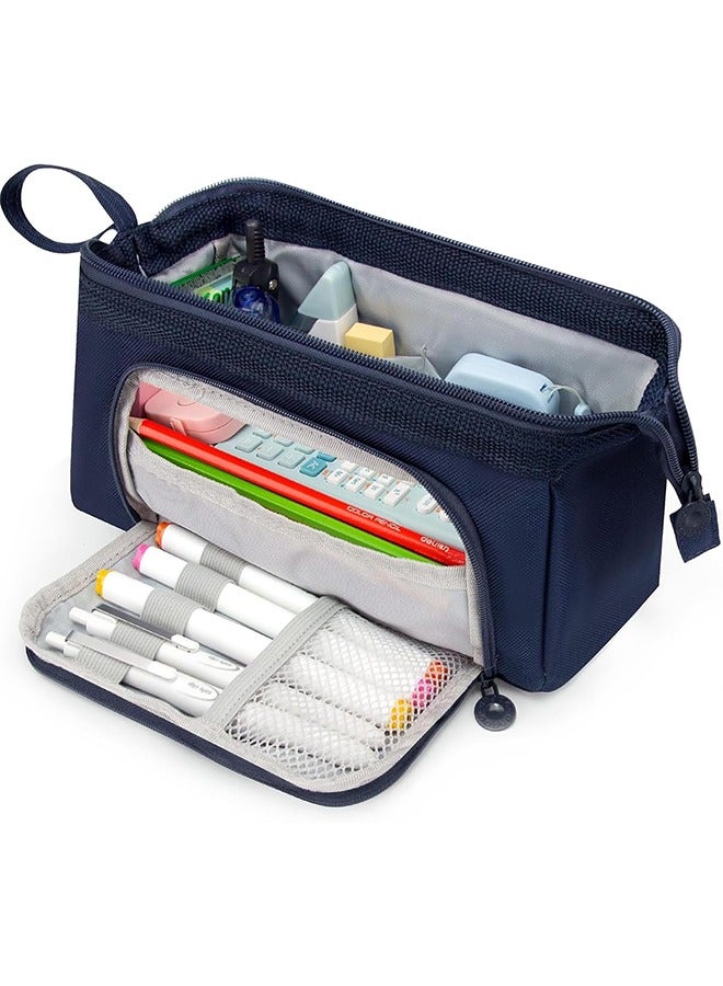 YelaJoy Large Pencil Pouch Big Pencil Case Aesthetic Pencil Bags with Zipper Pen Cases for Adults Boys School Kids, Special Pencil Case Pouch Pen Bag Pencil Pouches Storage Estuche Para Lapices - Blue - Image 1