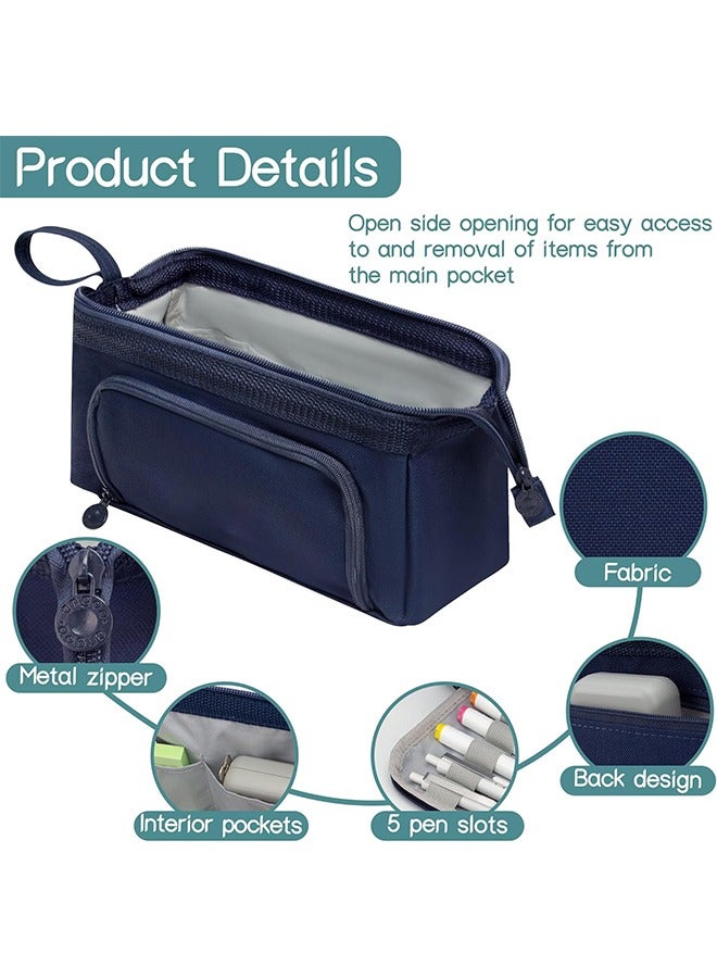 YelaJoy Large Pencil Pouch Big Pencil Case Aesthetic Pencil Bags with Zipper Pen Cases for Adults Boys School Kids, Special Pencil Case Pouch Pen Bag Pencil Pouches Storage Estuche Para Lapices - Blue - Image 2