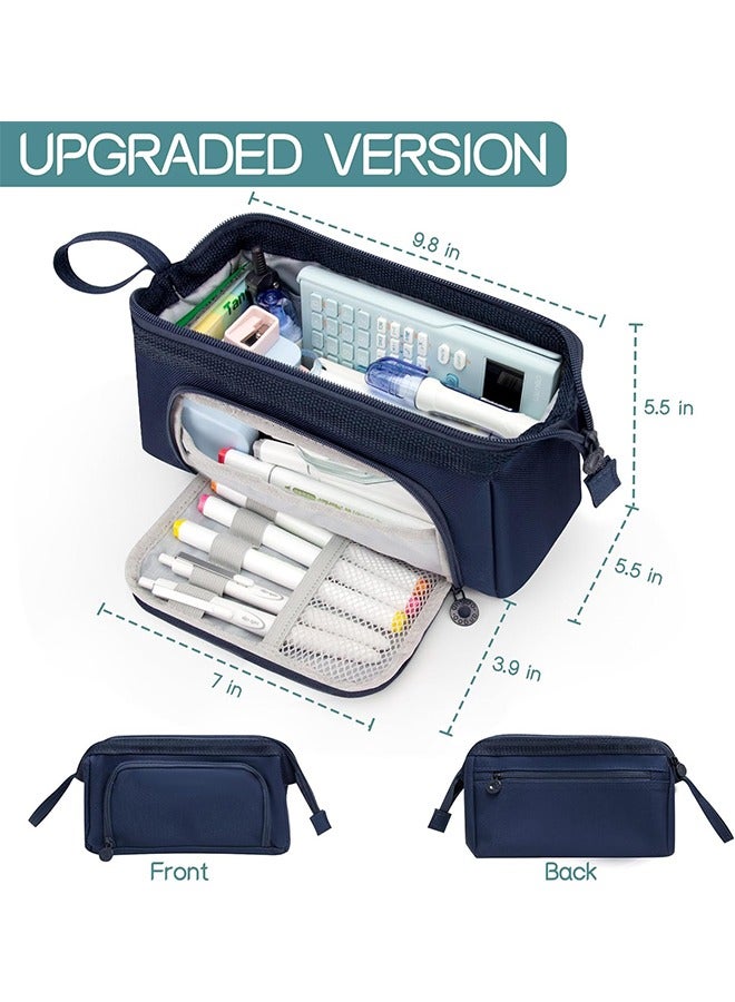 YelaJoy Large Pencil Pouch Big Pencil Case Aesthetic Pencil Bags with Zipper Pen Cases for Adults Boys School Kids, Special Pencil Case Pouch Pen Bag Pencil Pouches Storage Estuche Para Lapices - Blue - Image 3