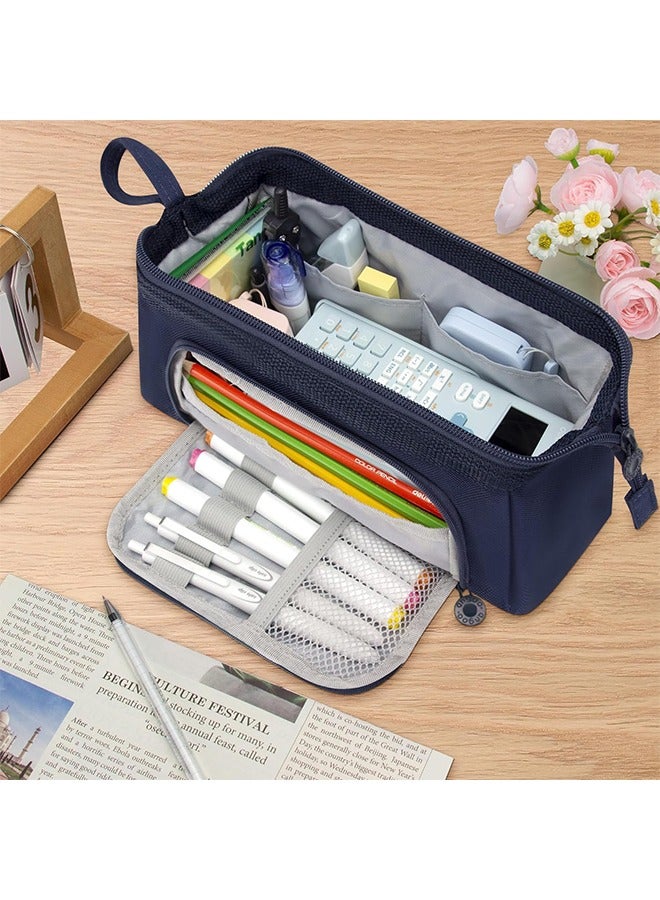 YelaJoy Large Pencil Pouch Big Pencil Case Aesthetic Pencil Bags with Zipper Pen Cases for Adults Boys School Kids, Special Pencil Case Pouch Pen Bag Pencil Pouches Storage Estuche Para Lapices - Blue - Image 4