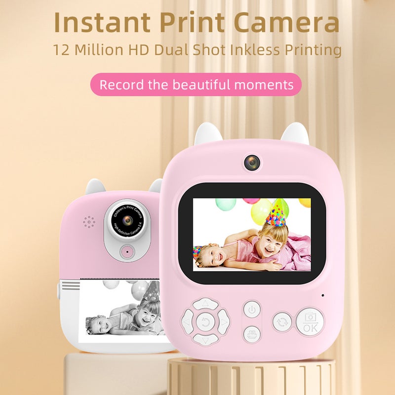 Kids Instant Print Camera Digital Camera for Kids 1080P Digital Video Camera Dual Lens 2.4 Inch IPS Screen Built-in Battery with 32GB TF Card & USB Card Reader 3 Rolls Thermal Printing Paper Neck Strap Birthday Festival Gift for Children Boys Girls - Image 4
