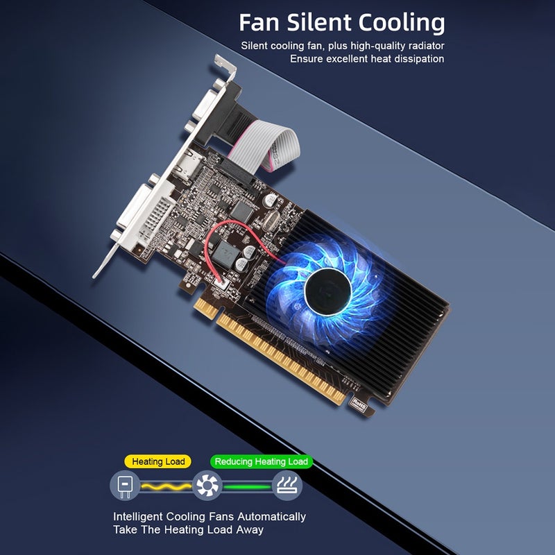 Graphics Card 1GB GDDR3 64-Bit Memory With Quiet Cooling Fan - HD+VGR Interfaces Video Card For Office Work Movie Viewing And Casual Gaming - Image 5