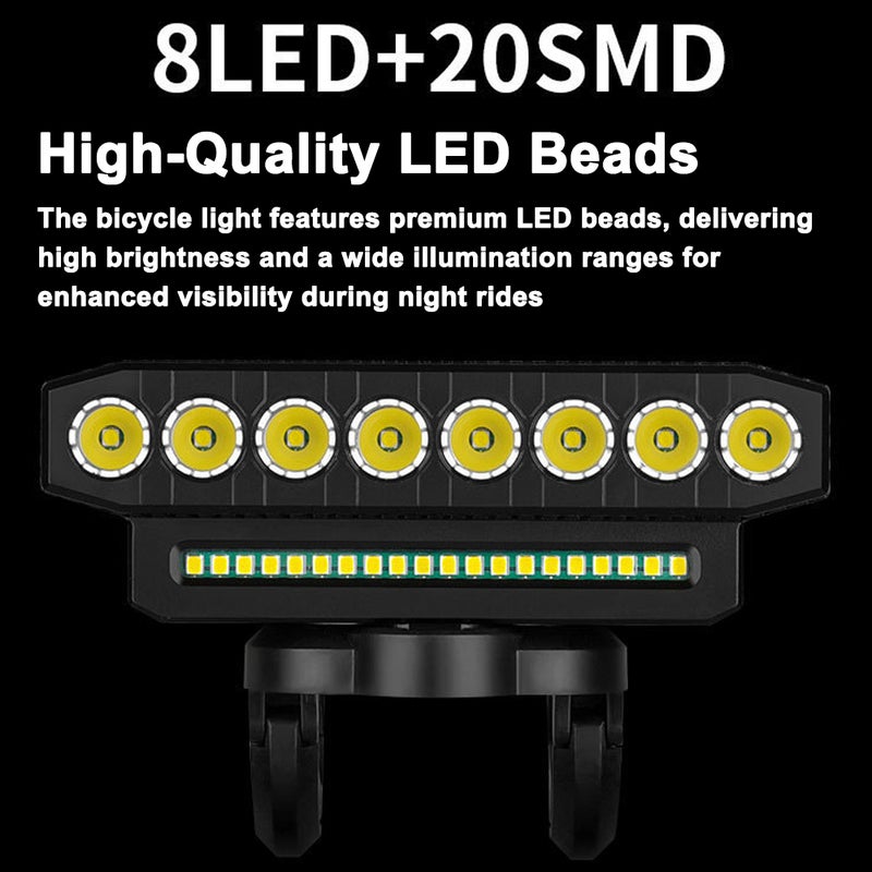 LED Bike Light with Horn USB Rechargeable Bicycle Front Light Waterproof with 6 Light Modes Support Power Bank Function for MTB Mountain Bike - Image 3