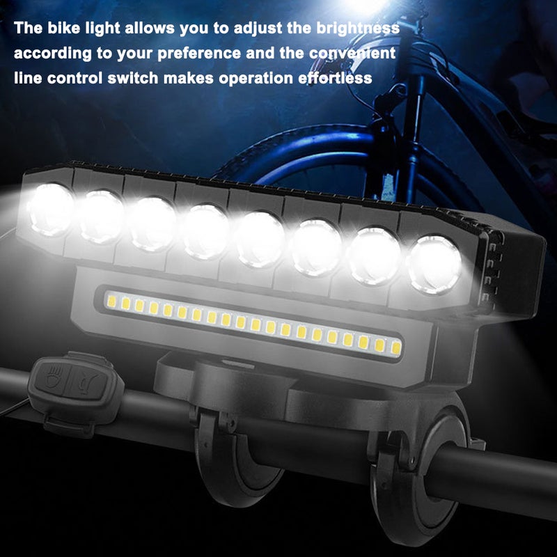 LED Bike Light with Horn USB Rechargeable Bicycle Front Light Waterproof with 6 Light Modes Support Power Bank Function for MTB Mountain Bike - Image 2