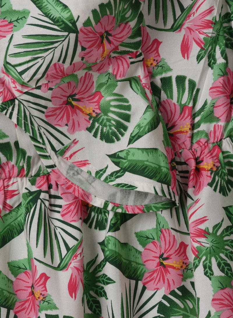 Jelliene Girls Woven Viscose Tropical Floral Dress