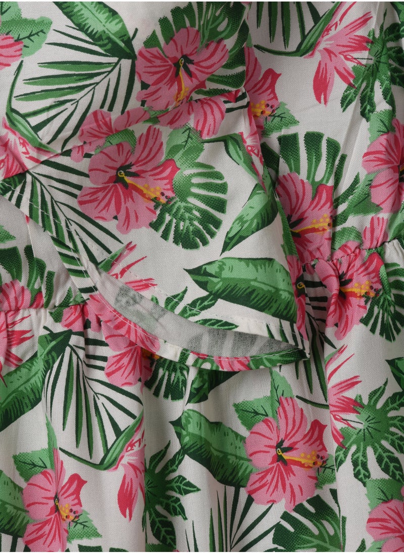 Jelliene Girls Woven Viscose Tropical Floral Dress  - Image 4