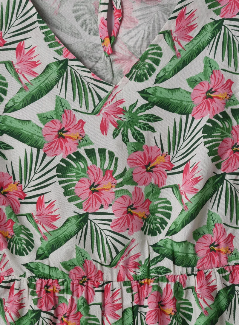 Jelliene Girls Woven Viscose Tropical Floral Dress