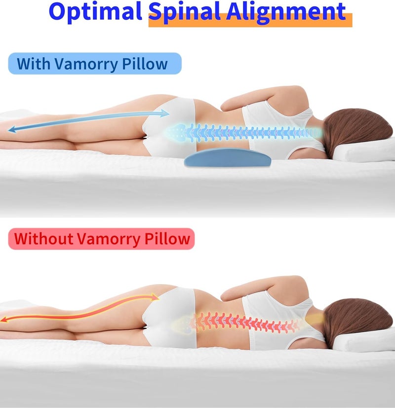 vamorry Lumbar Support Pillow for Bed Relief Back Pain: Lower Back Pillow for Sleeping - Memory Foam Waist Pillow - Cooling Back Bolster Pillow for Side, Back&Stomach Sleepers - Bed Rest Pillow for Car, Sofa - Image 5