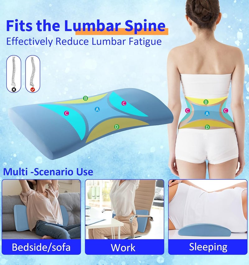 vamorry Lumbar Support Pillow for Bed Relief Back Pain: Lower Back Pillow for Sleeping - Memory Foam Waist Pillow - Cooling Back Bolster Pillow for Side, Back&Stomach Sleepers - Bed Rest Pillow for Car, Sofa - Image 4