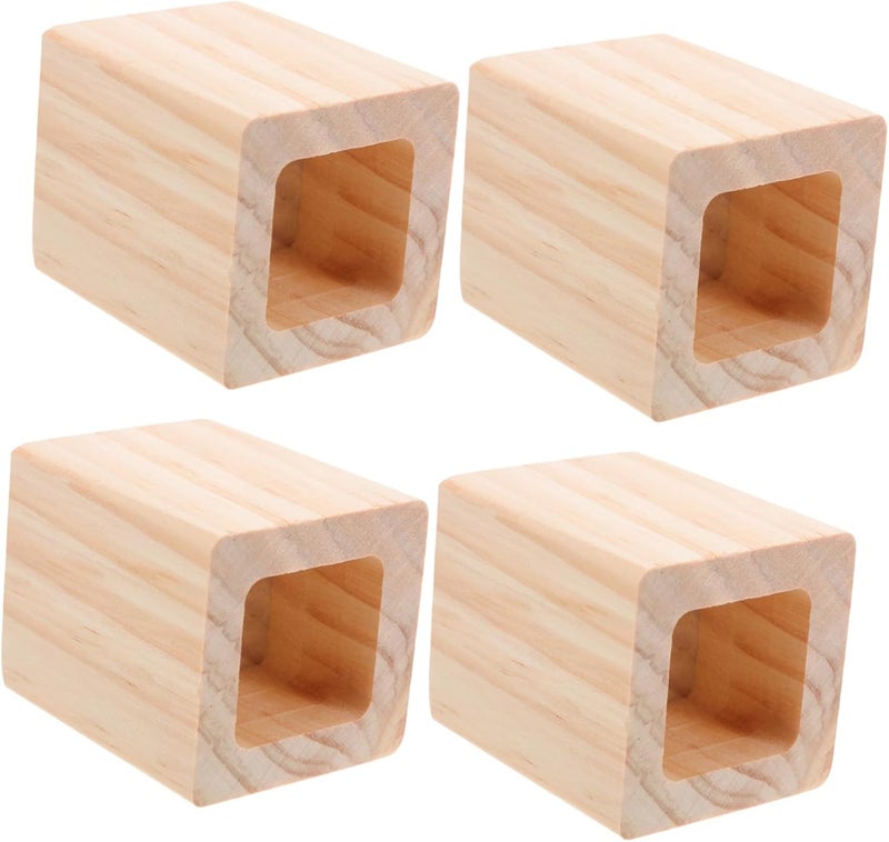 4Pcs Heavy Duty Wooden Bed Risers Furniture Height Extenders for Beds Couches and Tables Solid Lifts for Convenient Height Elegant Design and Versatile Use - Image 1