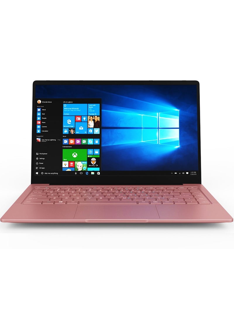 مول ويل حاسوب محمول مزود بشاشة عرض 14 بوصة، ومعالج Celeron N3710 وذاكرة وصول عشوائية سعة 8 جيجابايت/ذاكرة تخزين ثابتة سعة 128 جيجابايت/رسومات إنتل عالية الجودة الإنجليزية/العربية وردي ناعم - Image 1