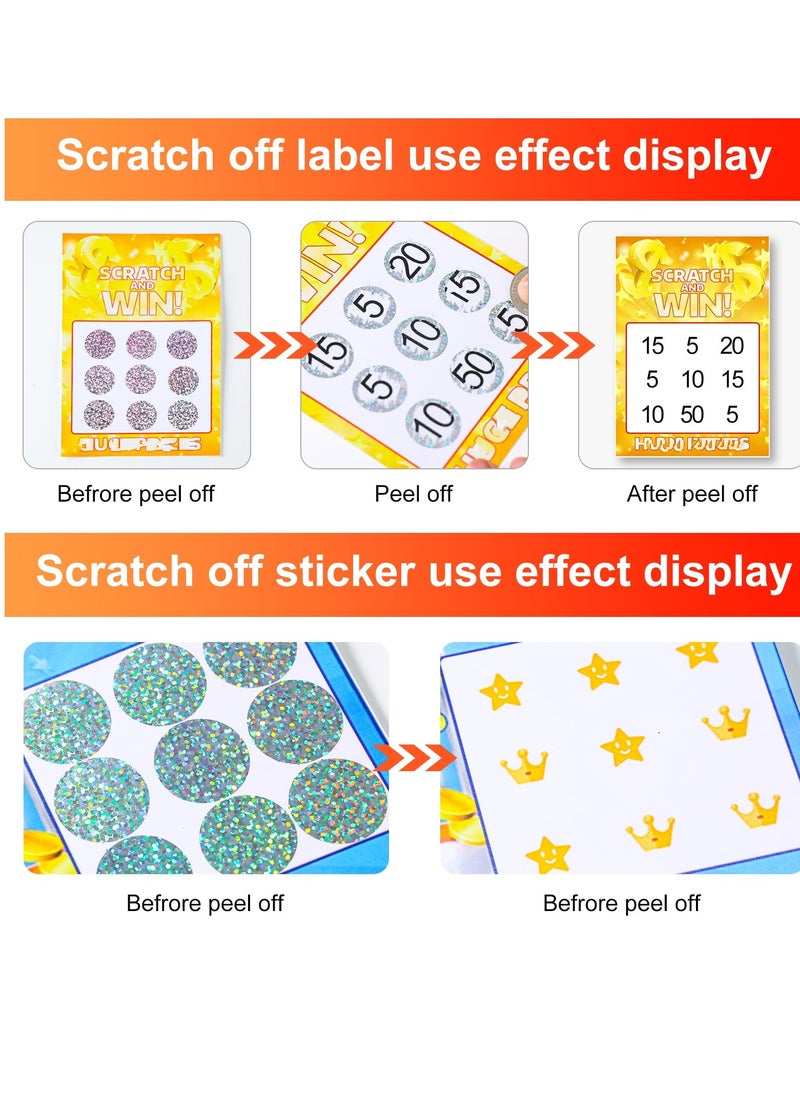 SYOSI - 2 Rolls Scratch Offs Sticker Round Silver Hologram Holographic Sticker Glitter Labels DIY Make Your Own Lottery Holographic Ticket Games, 1 x 1 Inch Circle (300Pcs/ Roll) - Image 1