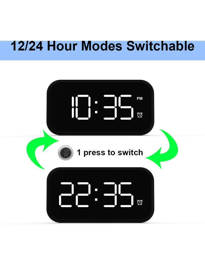 NIBEMINENT Snooze Function Fast Charge Full Screen Alarm Clock White 14.00 x 4.40 9.50cm - Image 4