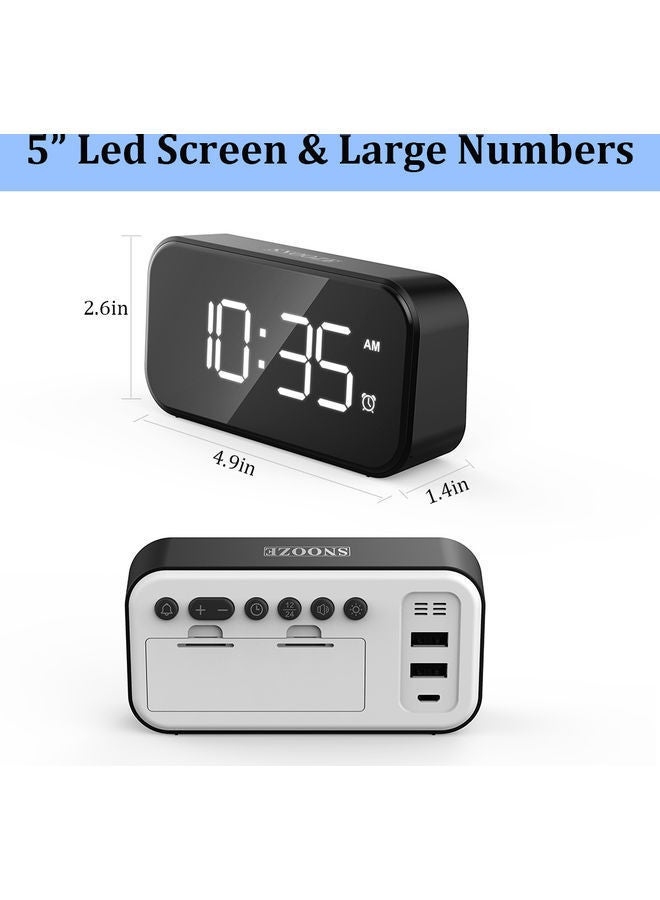 NIBEMINENT Snooze Function Fast Charge Full Screen Alarm Clock White 14.00 x 4.40 9.50cm - Image 2