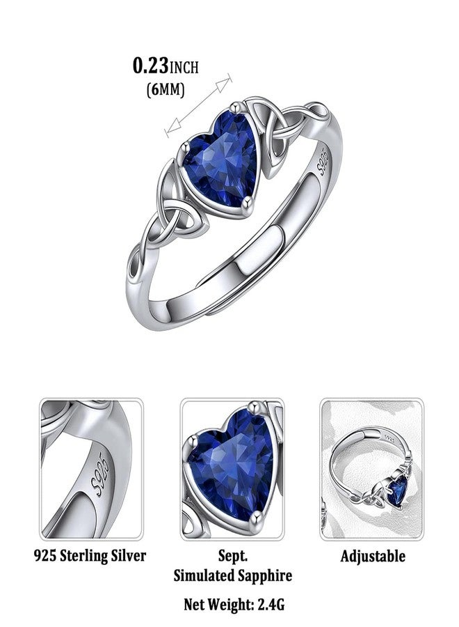 ChicSilver Celtic Rings for Women Sapphire Rings for Women Irish Jewelry Adjustable September Birthstone Ring - Image 5