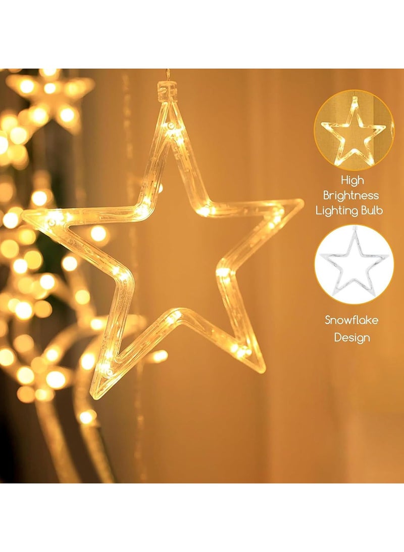 تابيت أضواء رمضان الشمسية لتزيين رمضان، ستارة خيطية مرصعة بالنجوم وأقمار ونجوم، أضواء رمضانية ليلية خرافية بطول 3.5 متر مع جهاز تحكم عن بعد لعيد الميلاد ورمضان والحفلات وديكور المنزل (القمر والنجوم)  - Image 5
